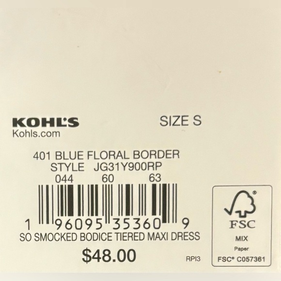 NWT SO Smocked Bodice Tiered Maxi Babydoll Dress - Picture 5 of 6